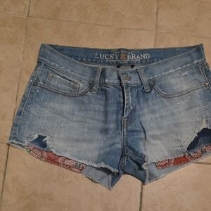 Lucky Brand Women's Distressed Blue Jean Shorts Size 5.Freyed bortoms.Summer At